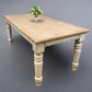 6' Harvest Table, Chunky Wood Legs, Antiqued Farmhouse, Kitchen Island, Country