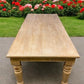 7' Harvest Table, Chunky Wood Legs, Natural Farmhouse, Kitchen Island, Country