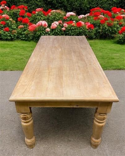 7' Harvest Table, Chunky Wood Legs, Natural Farmhouse, Kitchen Island, Country