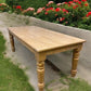 7' Harvest Table, Chunky Wood Legs, Natural Farmhouse, Kitchen Island, Country