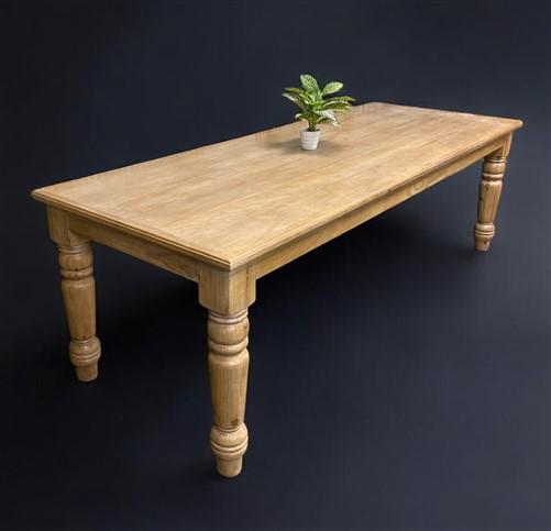 8' Harvest Table, Chunky Wood Legs, Natural Farmhouse, Kitchen Island, Country A