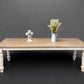 8' Harvest Table, Chunky Wood Leg, Antiqued Farmhouse, Kitchen Island, Country B