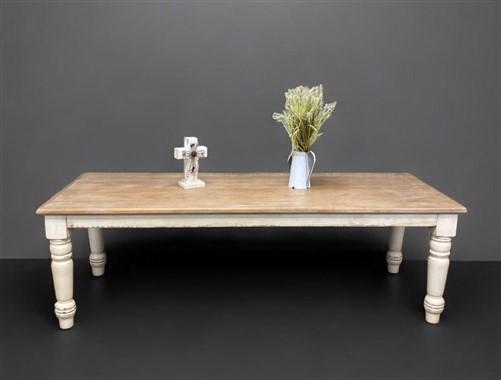 8' Harvest Table, Chunky Wood Leg, Antiqued Farmhouse, Kitchen Island, Country B