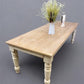 8' Harvest Table, Chunky Wood Leg, Antiqued Farmhouse, Kitchen Island, Country B