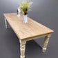 8' Harvest Table, Chunky Wood Leg, Antiqued Farmhouse, Kitchen Island, Country B