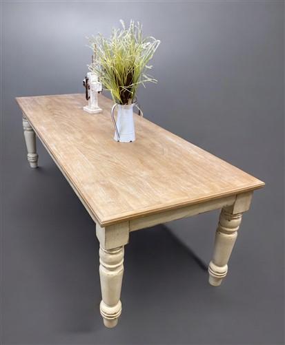 8' Harvest Table, Chunky Wood Leg, Antiqued Farmhouse, Kitchen Island, Country B