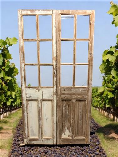 Antique French Double Doors (43x82) 6 Pane Glass European Doors G123