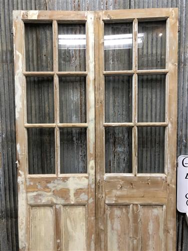 Antique French Double Doors (43.5x86) 6 Pane Glass European Doors G125