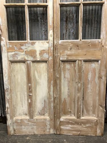 Antique French Double Doors (43.5x86) 6 Pane Glass European Doors G125