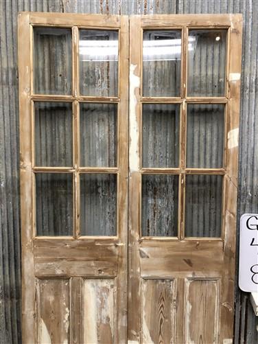 Antique French Double Doors (43.5x86) 6 Pane Glass European Doors G125