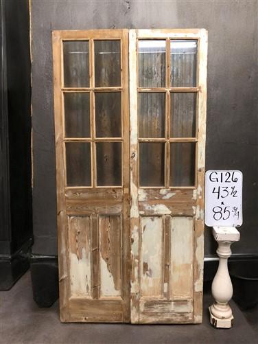 Antique French Double Doors (43.5x85.75) 6 Pane Glass European Doors G126