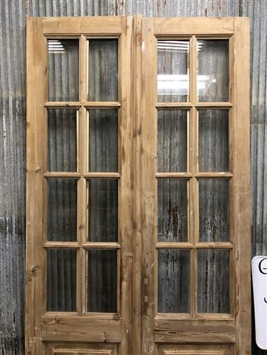 Antique French Double Doors (39.75x94) 8 Pane Glass Doors, European Doors G128