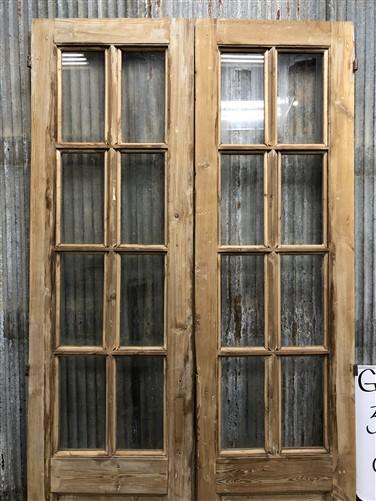 Antique French Double Doors (39.75x94) 8 Pane Glass Doors, European Doors G128