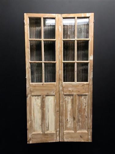 Antique French Double Doors (43.5x 84.5) 6 Pane Glass European Doors G129