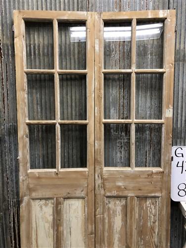 Antique French Double Doors (43.5x 84.5) 6 Pane Glass European Doors G129