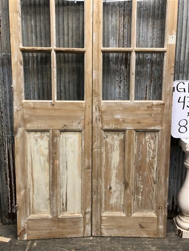 Antique French Double Doors (43.5x 84.5) 6 Pane Glass European Doors G129