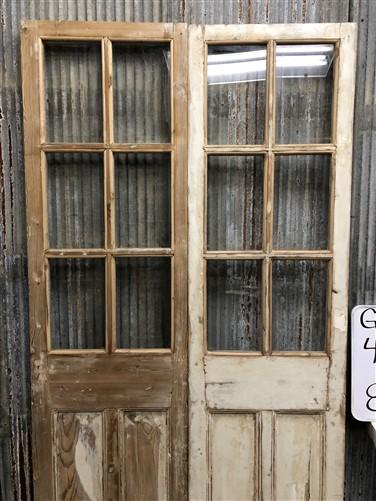 Antique French Double Doors (43.5x 84.5) 6 Pane Glass European Doors G129