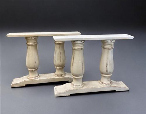 Pair of Wide Dining Table Legs, Solid Wood Table Base, Turned Trestle Table Legs