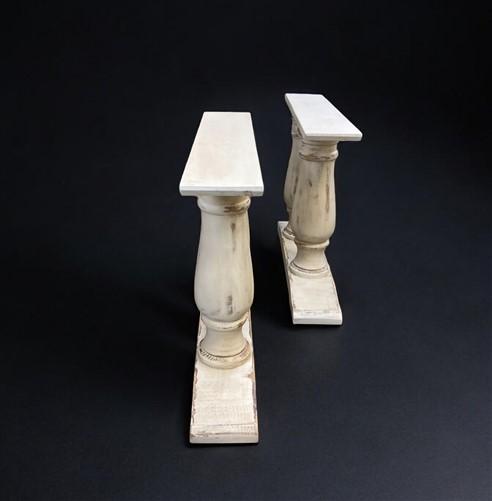 Pair of Wide Dining Table Legs, Solid Wood Table Base, Turned Trestle Table Legs