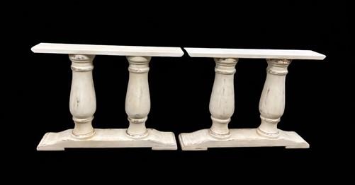 Pair of Wide Dining Table Legs, Solid Wood Table Base, Turned Trestle Table Legs