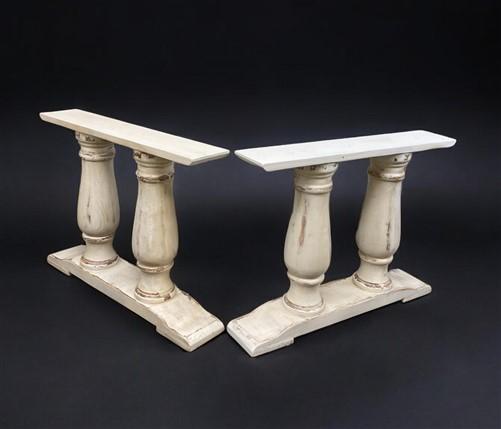 Pair of Wide Dining Table Legs, Solid Wood Table Base, Turned Trestle Table Legs