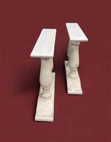 Pair of Narrow Dining Table Legs, Solid Wood Table Base, Turned Trestle Legs