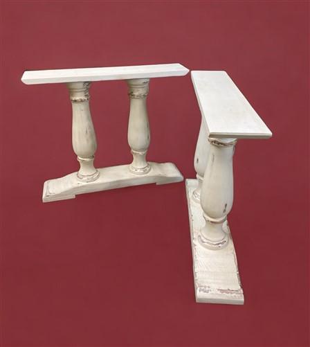 Pair of Narrow Dining Table Legs, Solid Wood Table Base, Turned Trestle Legs