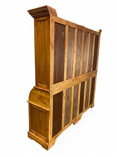 Curved Kitchen Hutch Cabinet, Kitchen Storage, Pine Wood Pantry Cupboard, C