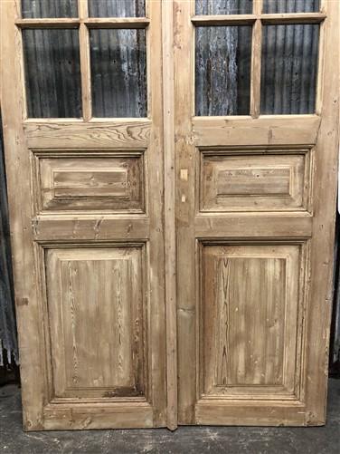 Antique French Double Doors (44x83.5) 6 Pane Glass European Doors G130