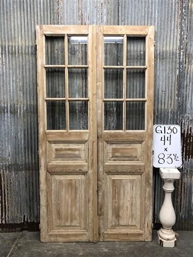 Antique French Double Doors (44x83.5) 6 Pane Glass European Doors G130