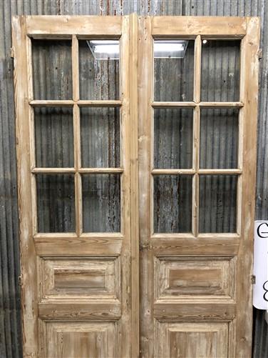 Antique French Double Doors (44x83.5) 6 Pane Glass European Doors G130