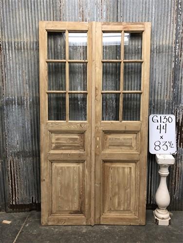 Antique French Double Doors (44x83.5) 6 Pane Glass European Doors G130