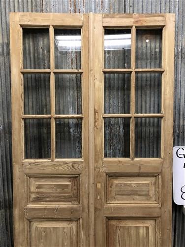 Antique French Double Doors (44x83.5) 6 Pane Glass European Doors G130