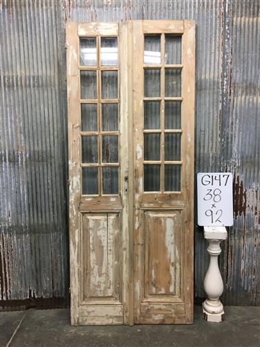 Antique French Double Doors (38x92) 10 Pane Glass Doors, European Doors G147