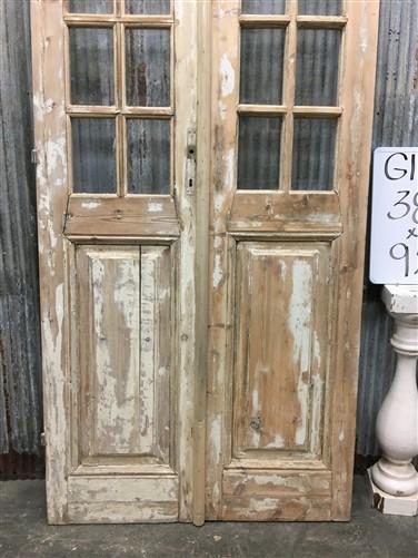 Antique French Double Doors (38x92) 10 Pane Glass Doors, European Doors G147