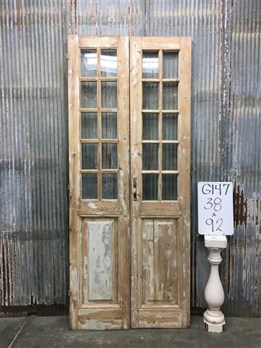 Antique French Double Doors (38x92) 10 Pane Glass Doors, European Doors G147