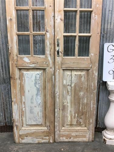 Antique French Double Doors (38x92) 10 Pane Glass Doors, European Doors G147