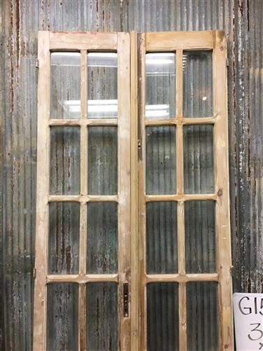 Antique French Double Doors (38x100) 8 Pane Glass Doors, European Doors G150