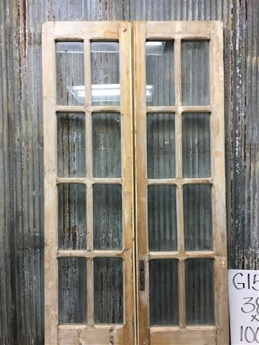 Antique French Double Doors (38x100) 8 Pane Glass Doors, European Doors G150