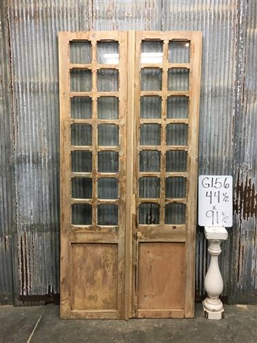 Antique French Double Doors (44.5x91.5) 14 Pane Glass European Doors G156