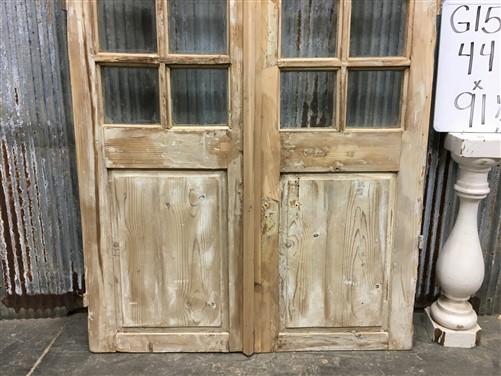 Antique French Double Doors (44.5x91.5) 14 Pane Glass European Doors G156