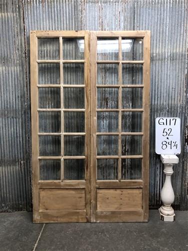 Antique French Double Doors (52x84.5) 12 Pane Glass Doors, European Doors G117