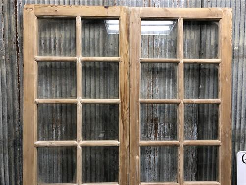 Antique French Double Doors (52x84.5) 12 Pane Glass Doors, European Doors G117