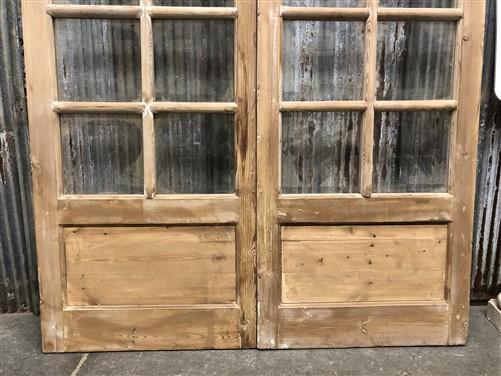 Antique French Double Doors (52x84.5) 12 Pane Glass Doors, European Doors G117