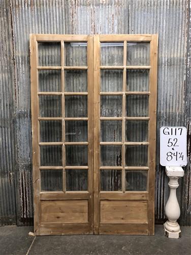 Antique French Double Doors (52x84.5) 12 Pane Glass Doors, European Doors G117