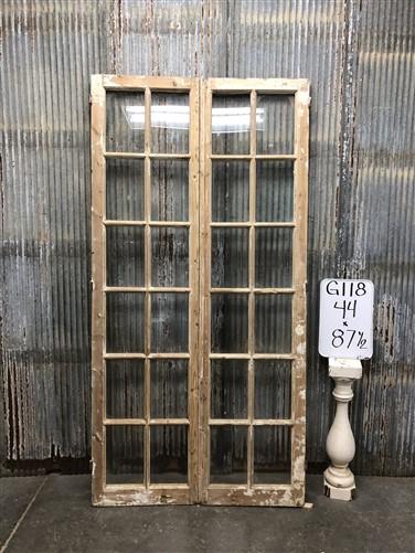 Antique French Double Doors (44x87.5) 12 Pane Glass Doors, European Doors G118