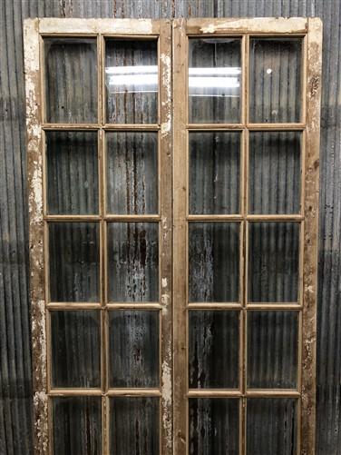 Antique French Double Doors (44x87.5) 12 Pane Glass Doors, European Doors G118