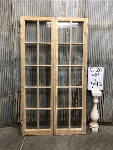 Antique French Double Doors (44x79) 10 Pane Glass Doors, European Doors G120