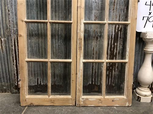 Antique French Double Doors (44x79) 10 Pane Glass Doors, European Doors G120