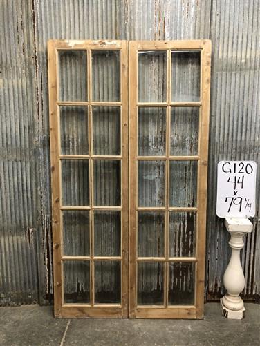 Antique French Double Doors (44x79) 10 Pane Glass Doors, European Doors G120